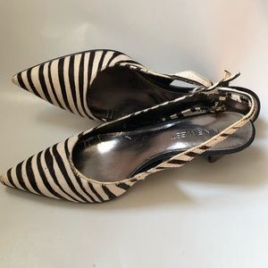 🦓 Nine West 🦓 Leather Zebra Print Kitten Heels